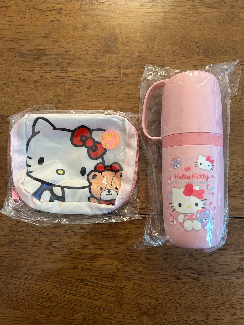 Hello Kitty Pink and White Kids Container & Pouch Set